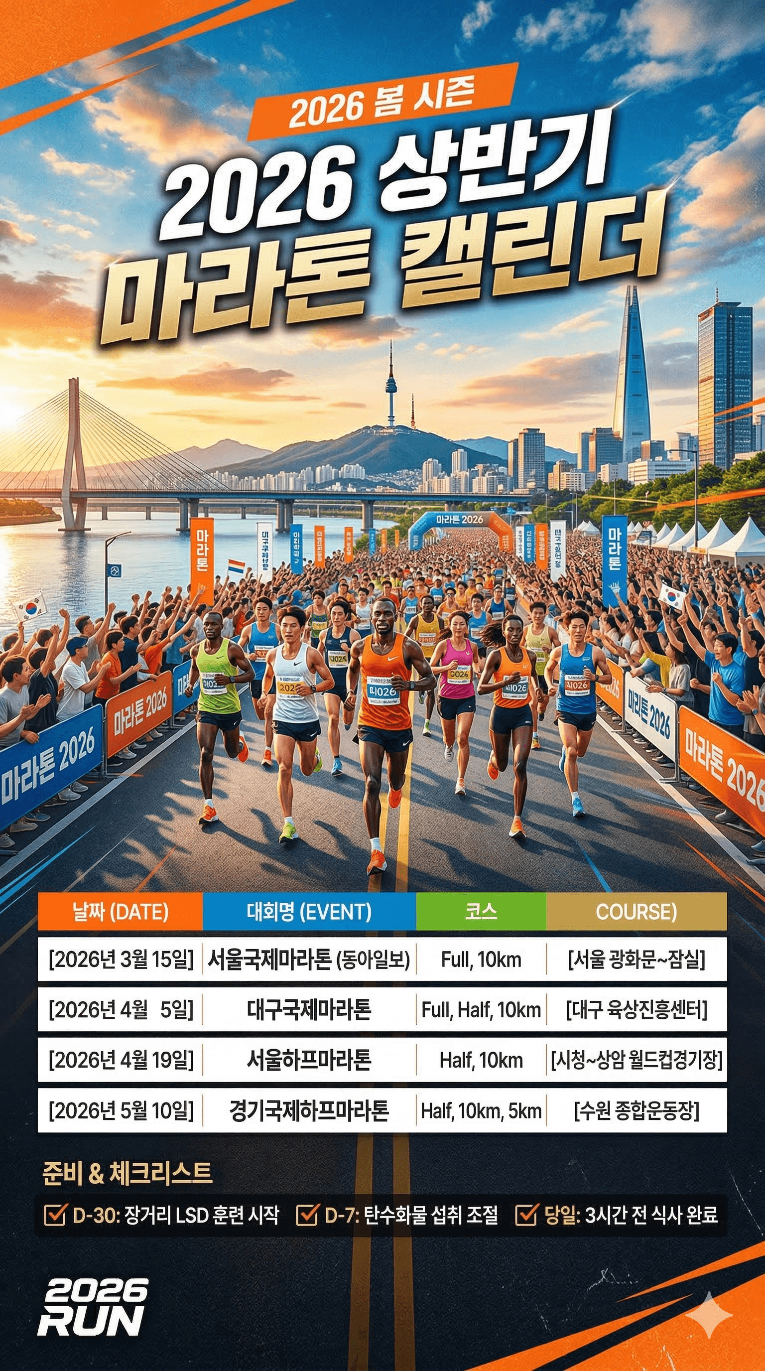2026년 상반기 마라톤 일정 정리!